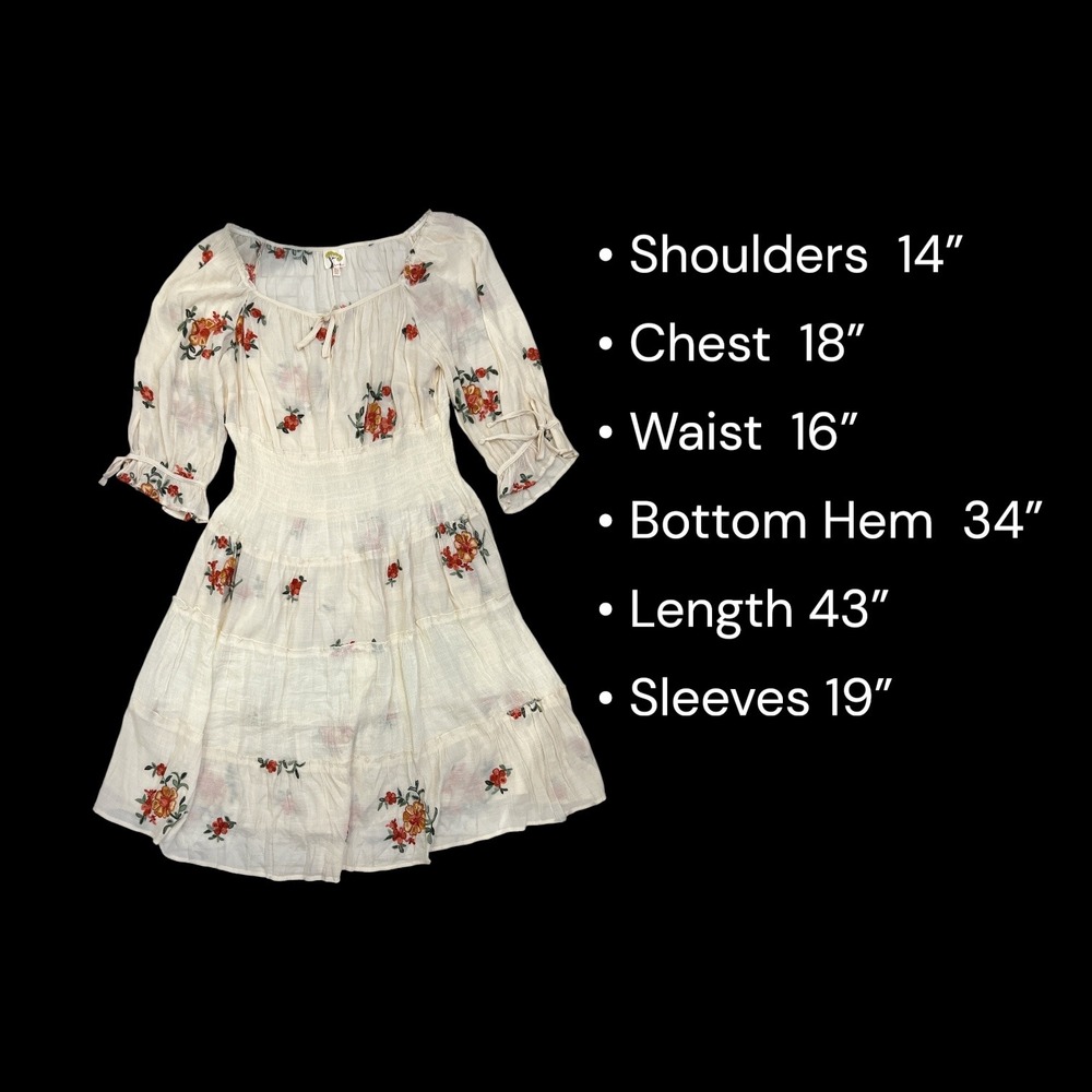 Fig & Flower Cottagecore Peasant Prairie Midi Dress 2X Embroidered Boho Romantic - Picture 3 of 9